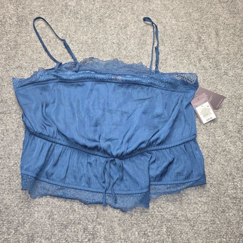 Blue Lace Trim Sleep Cami Top Size Large